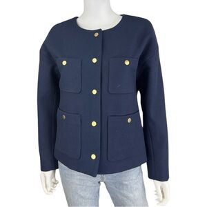 J. Crew Navy 100% Wool Blazer Jacket Size 4 O0676